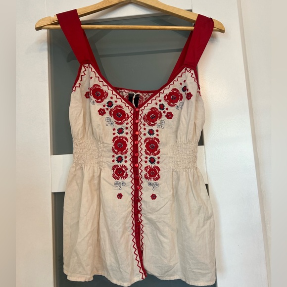 Anthropologie - Vintage Lithe - Embroidered Floral Blouse - Size 6 - Picture 1 of 4